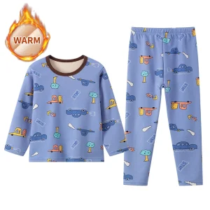 2-Piece Winter Plus Velvet, Long-Sleeved pajamas for Boys & Girls - Thumbnail Image 3