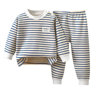 Warm Fleece Lined  Boys/ Girls Striped Set Pajamas - Thumbnail Image 8