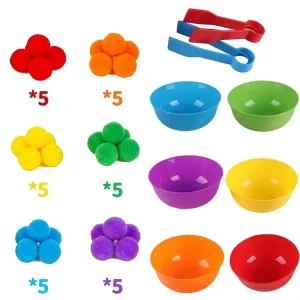 30-68PCS Kids Sorting Counting Toys Rainbow Classification Bowls & Tweezers - Thumbnail Image 8
