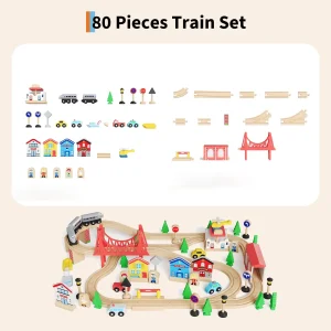 78PCS 4-in-1 Wooden Train Table, Reversible Activity Desk,  & Storage Bin - Thumbnail Image 4