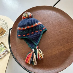 Winter  Children's Knitted Hats girls and boys, with Ear Protection - Thumbnail Image 7