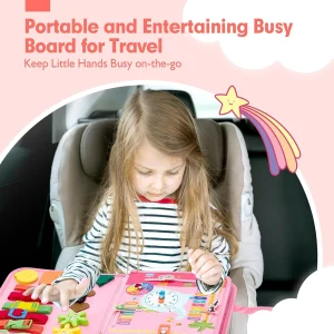 Pink Unicorn Felt Activity Quiet Book, Toddler Basic Life Skill Busy Board, Educational - Thumbnail Image 5