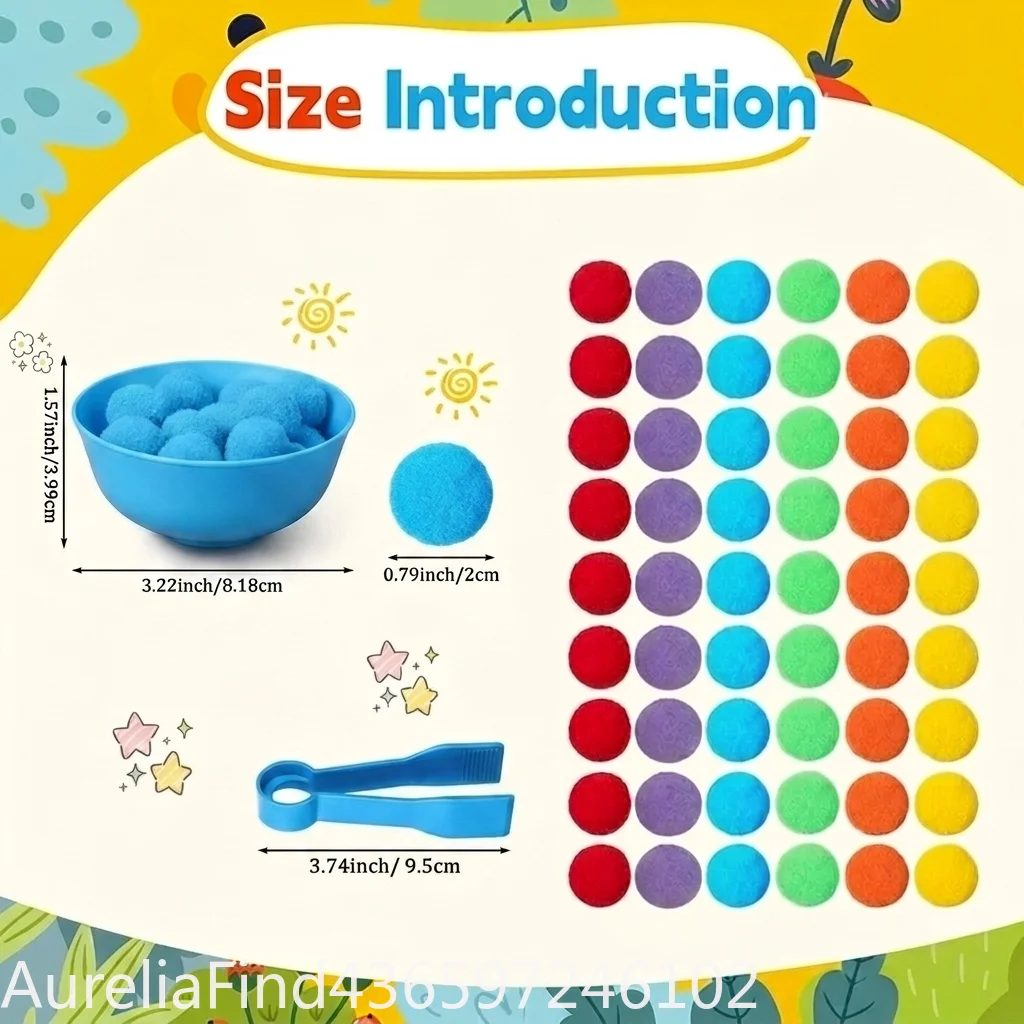 30-68PCS Kids Sorting Counting Toys Rainbow Classification Bowls & Tweezers - Image 4