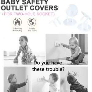 Clear Pull Tab Outlet Safety Plugs Childproof Electrical Socket Covers - Thumbnail Image 6