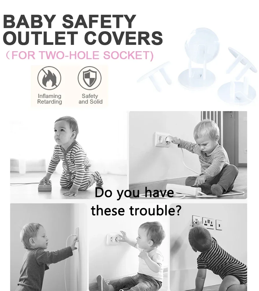 Clear Pull Tab Outlet Safety Plugs Childproof Electrical Socket Covers - Image 6