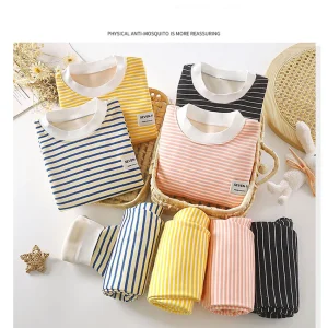 Warm Fleece Lined  Boys/ Girls Striped Set Pajamas - Thumbnail Image 12