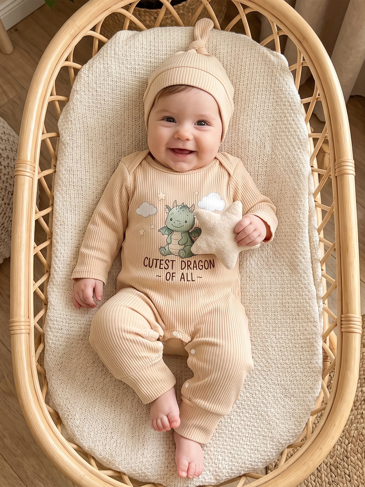 Crew Baby Long-Sleeve-Romper Set with Hat - Image 7