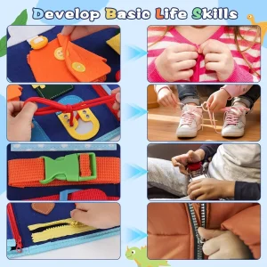 Dinosaur Felt Quiet Busy Board for Toddlers, Life Skill Activity Book. Educational - Thumbnail Image 7