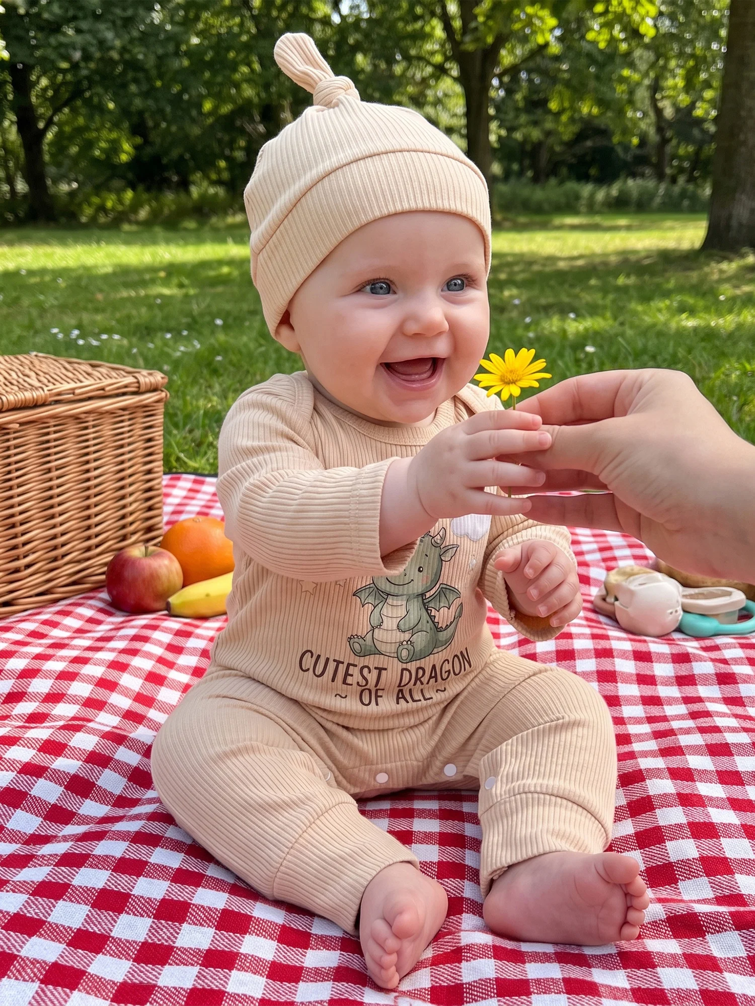 Crew Baby Long-Sleeve-Romper Set with Hat - Image 3