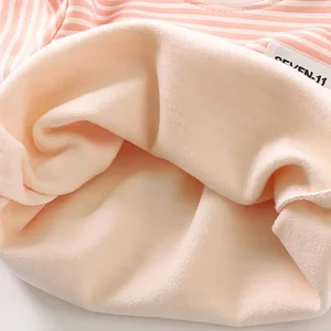Warm Fleece Lined  Boys/ Girls Striped Set Pajamas - Thumbnail Image 4