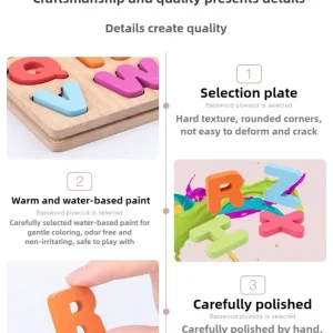 Kids Alphabetic, Arithmetic, Numbers,, Geometric Shapes, Wooden Puzzles for Preschoolers - Thumbnail Image 17
