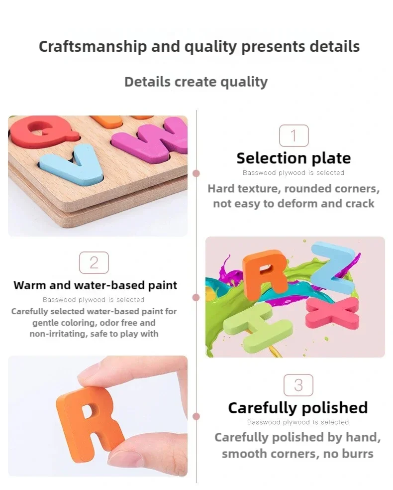 Kids Alphabetic, Arithmetic, Numbers,, Geometric Shapes, Wooden Puzzles for Preschoolers - Image 17